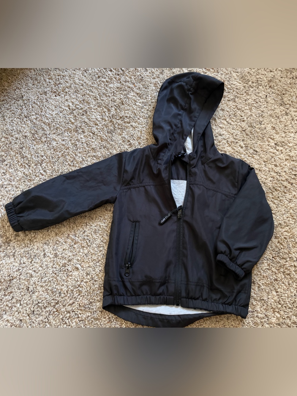 Black Hooded Windbreaker Jacket